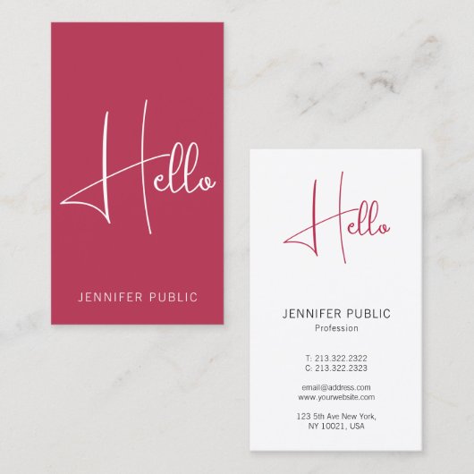 Moderne Hallo Visitekaartjes Professional Verticaa (Voorkant / Achterkant)