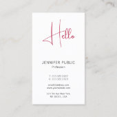 Moderne Hallo Visitekaartjes Professional Verticaa (Achterkant)