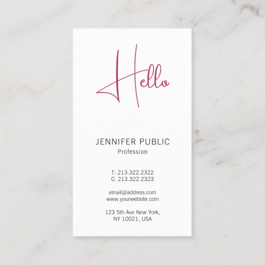 Moderne Hallo Visitekaartjes Professional Verticaa (Achterkant)