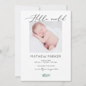 Moderne 'Hallo Wereld' Baby Geboorte Aankondigings Aankondiging (Voorkant)