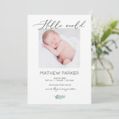 Moderne 'Hallo Wereld' Baby Geboorte Aankondigings Aankondiging (Staand voorkant)