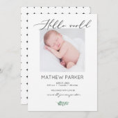 Moderne 'Hallo Wereld' Baby Geboorte Aankondigings Aankondiging (Voorkant / Achterkant)