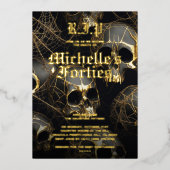 Moderne Halloween 50e verjaardag Party Schedel Gou Folie Uitnodiging (Voorkant)