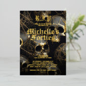 Moderne Halloween 50e verjaardag Party Schedel Gou Folie Uitnodiging (Staand Voorkant)