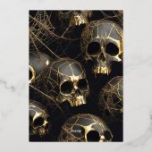 Moderne Halloween 50e verjaardag Party Schedel Gou Folie Uitnodiging (Achterkant)