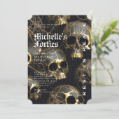 Moderne Halloween 50ste verjaardag zwarte gouden s Kaart (Staand voorkant)