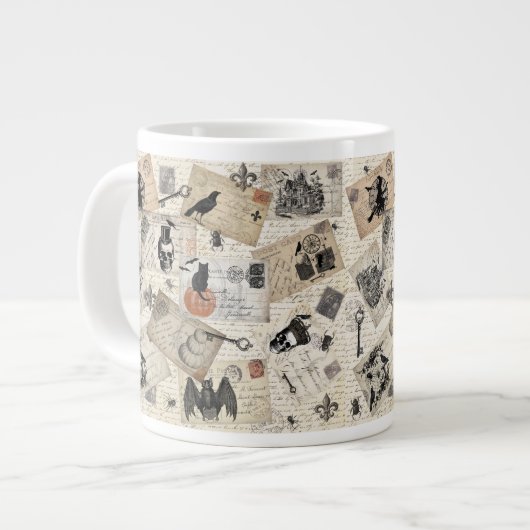 Moderne  halloween briefkaarten grote koffiekop (Links)