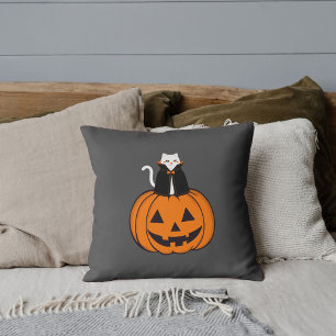 Moderne  Halloween Cat Pumpkin Gepersonaliseerd Kussen