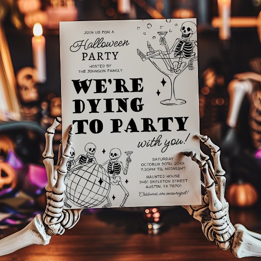 Moderne Halloween-feestuitnodiging Dof naar Feest Kaart