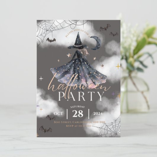 Moderne Halloween-feestuitnodiging voor tieners Kaart (Staand voorkant)