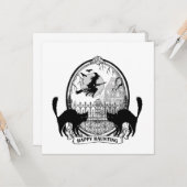 moderne Halloween heks Kaart (Voorkant / Achterkant in situ)