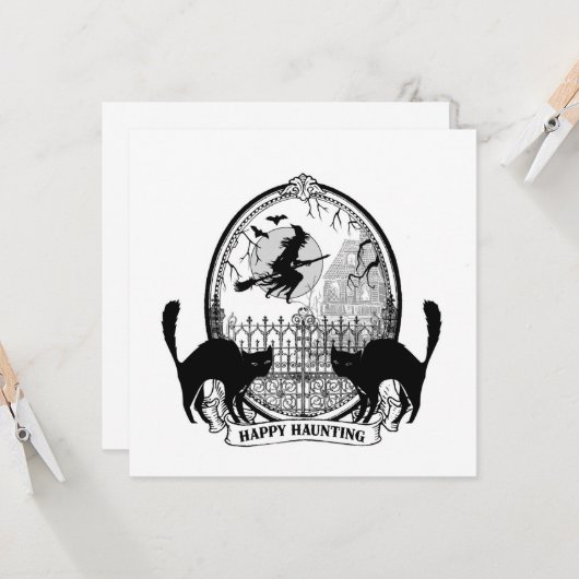moderne  Halloween heks Kaart (Voorkant / Achterkant in situ)