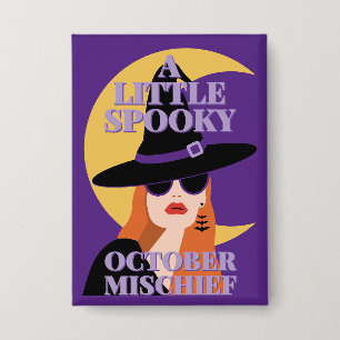 Moderne Halloween Heks Spelende Oktober Schelmenst Button