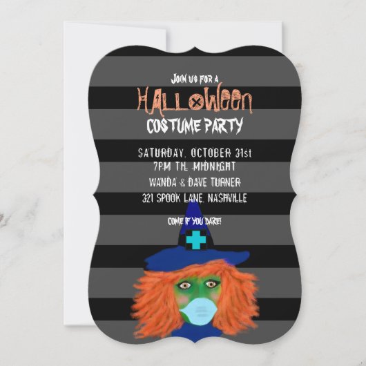 Moderne Halloween Heks Volwassen Kostuum Party Kaart (Voorkant)