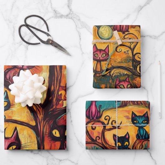 Moderne Halloween katten Inpakpapier Vel (Voorkant)