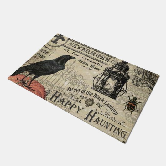 moderne  halloween kraai en pompoen deurmat (Schuin)