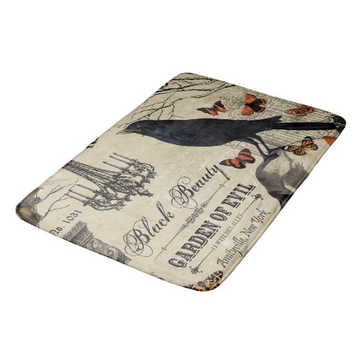 moderne  halloween kraai en schedel badmat (Gekanteld)