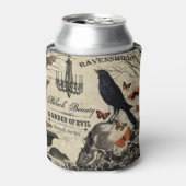 moderne  halloween kraai en schedel blikjeskoeler (Blikje Voorkant)