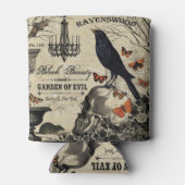 moderne  halloween kraai en schedel blikjeskoeler (Achterkant)