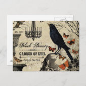 moderne halloween kraai en schedel briefkaart (Voorkant / Achterkant)