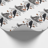 moderne  halloween kraai en schedel cadeaupapier (Hoek)