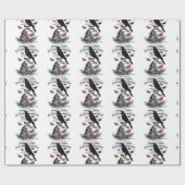 moderne  halloween kraai en schedel cadeaupapier (Vlak)