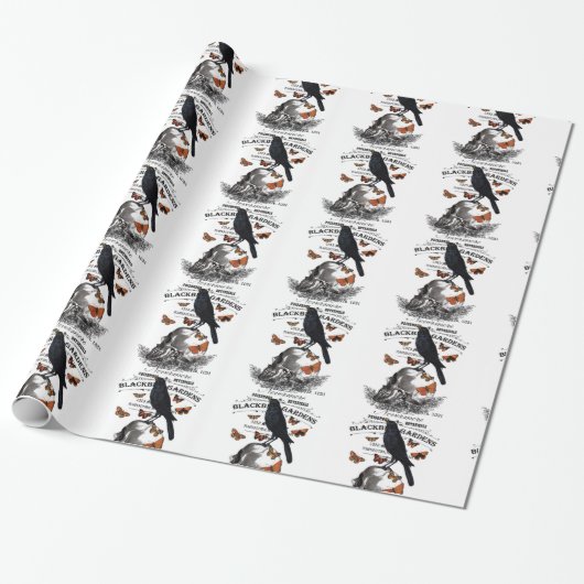 moderne  halloween kraai en schedel cadeaupapier (Uitgerold)