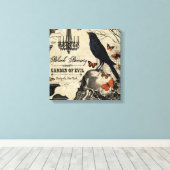moderne halloween kraai en schedel canvas afdruk (Insitu (Houten vloer))