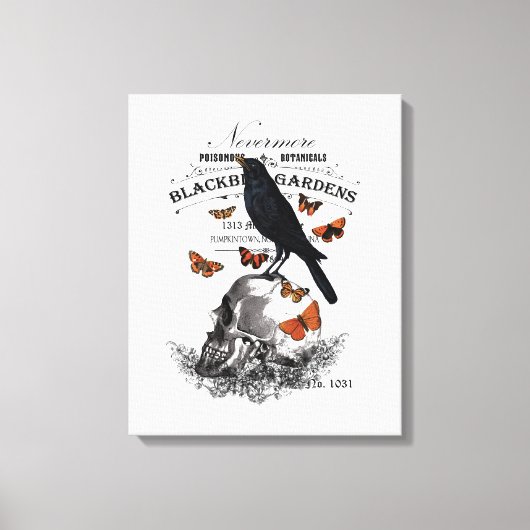 moderne  halloween kraai en schedel canvas afdruk (Voorkant)