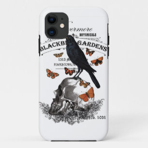 moderne halloween kraai en schedel iPhone 11 hoesje