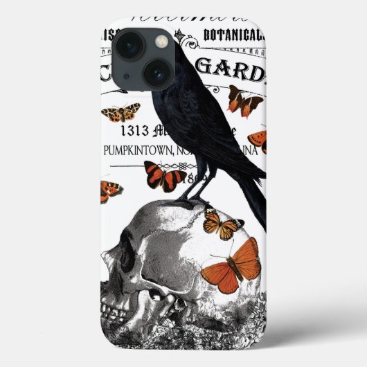 moderne halloween kraai en schedel Case-Mate iPhone case (Achterkant)