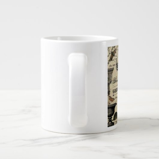 moderne  halloween kraai en schedel grote koffiekop (Achterkant)