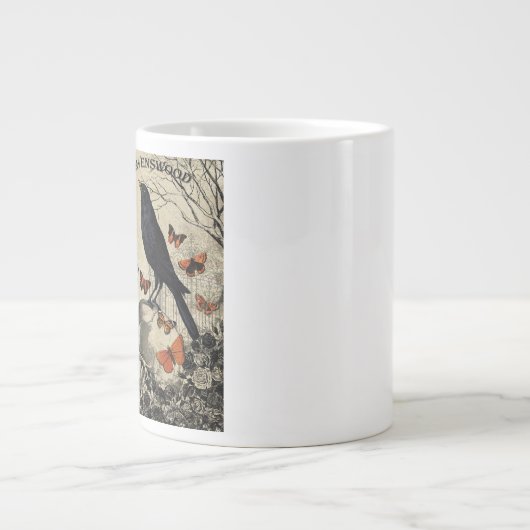 moderne  halloween kraai en schedel grote koffiekop (Voorkant)