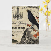 moderne  halloween kraai en schedel kaart (Gele Bloem)