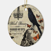 moderne  halloween kraai en schedel keramisch ornament (Links)
