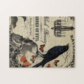 moderne  halloween kraai en schedel legpuzzel (Horizontaal)