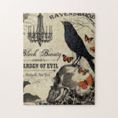 moderne  halloween kraai en schedel legpuzzel (Verticaal)