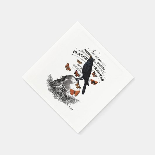 moderne  halloween kraai en schedel servetten (Hoek)