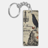 moderne halloween kraai en schedel sleutelhanger (Voorkant Links)