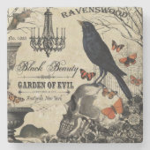 moderne  halloween kraai en schedel stenen onderzetter (Voorkant)