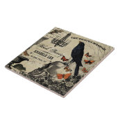 moderne  halloween kraai en schedel tegeltje (Zijkant)