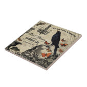 moderne  halloween kraai en schedel tegeltje (Zijkant)