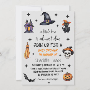 Moderne Halloween Little Boo Baby Shower Kaart