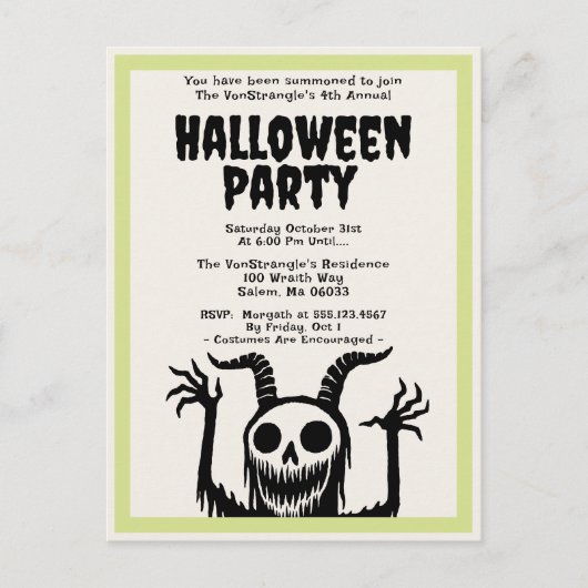 Moderne Halloween Party Duivelsschedel Briefkaart (Voorkant)