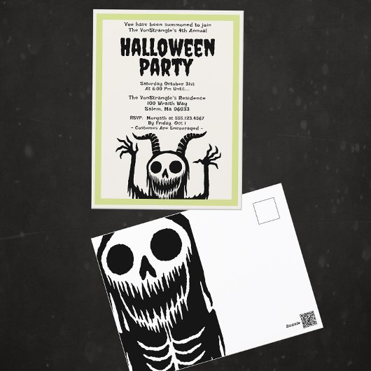 Moderne Halloween Party Duivelsschedel Briefkaart