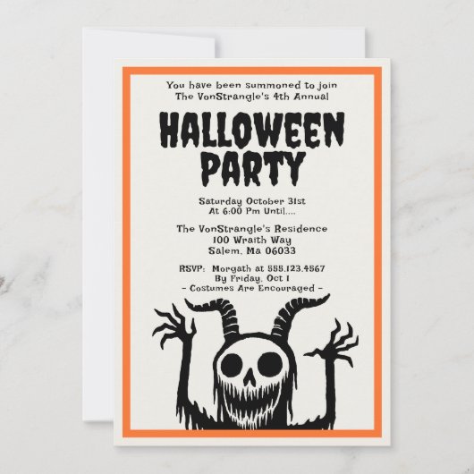 Moderne Halloween Party Duivelsschedel Kaart (Voorkant)