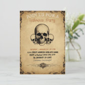 Moderne Halloween Party Skull Kaart (Staand voorkant)