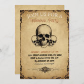 Moderne Halloween Party Skull Kaart (Voorkant / Achterkant)