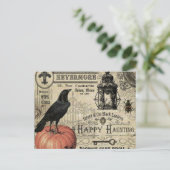 moderne  halloween pompoen en kraai briefkaart (Staand voorkant)