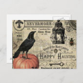 moderne  halloween pompoen en kraai briefkaart (Voorkant / Achterkant)